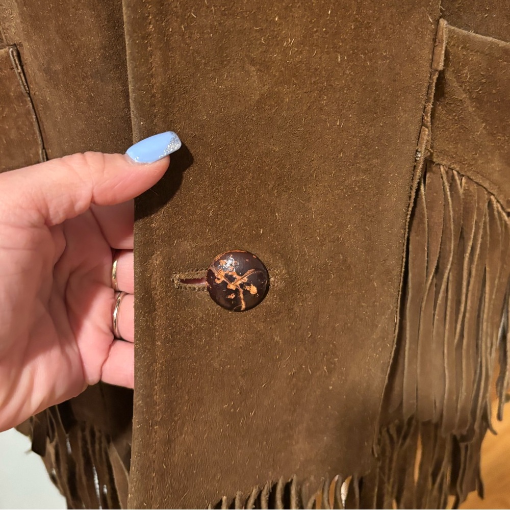 Pioneer Wear Vintage 70s Western Suede Fringe Jacket Size 34 Medium - Picture 9 of 9